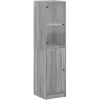 vidaXL Hoge kast met glazen deur 35x37x142 cm grijs sonoma eikenkleur