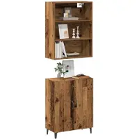 vidaXL Dressoir met wandkast bewerkt hout oud houtkleurig