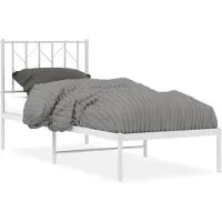 vidaXL Bedframe met hoofdbord zonder matras metaal wit 75x190 cm