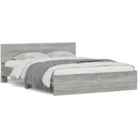 vidaXL Bedframe met hoofdeinde grijs sonoma eikenkleurig 140x190 cm