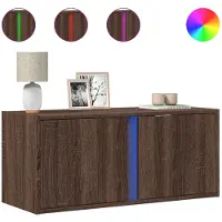Super Merchant Tv-wandmeubel met LED-verlichting 80x31x35 cm bruin eikenkleur