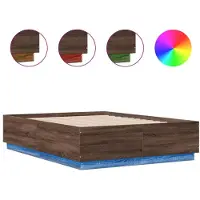 vidaXL Bedframe met LED-verlichting bruin eikenkleurig 120x190 cm