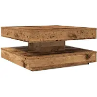vidaXL Salontafel 360 graden draaibaar 70x70x34,5 cm oud houtkleurig