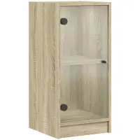 vidaXL Bijzetkast met glazen deuren 35x37x75,5 cm sonoma eikenkleurig