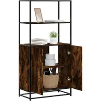 vidaXL Hoge kast, gerookt eikenfineer, 68x35x139 cm, houtvezel en metaal