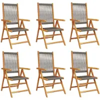 vidaXL Verstelbare klapstoelen, 6 stuks, grijs, massief acaciahout