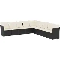 vidaXL 9-delige Loungeset met kussens poly rattan zwart