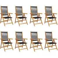 vidaXL 8-delige set verstelbare klapstoelen van zwart massief hout (akazie)