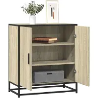 vidaXL Dressoir 68x35x76 cm bewerkt hout en metaal sonoma eikenkleur