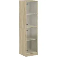 vidaXL Hoge kast met glazen deuren 35x37x142 cm sonoma eikenkleurig