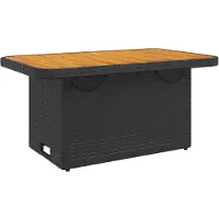 vidaXL Tuintafel 90x55x71 cm poly rattan en massief acaciahout zwart