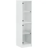 vidaXL Hoge kast met glazen deuren 35x37x142 cm wit