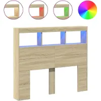 vidaXL Hoofdbordkast met LED-verlichting 120x17x102 cm sonoma eiken