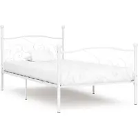 vidaXL Bedframe met lattenbodem metaal wit 100x200 cm