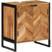 vidaXL Badkamerkast 55x35x60 cm massief acaciahout en ijzer