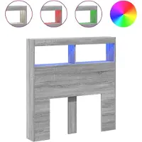vidaXL Hoofdbordkast met LED-verlichting 100x17x102 cm grijs sonoma