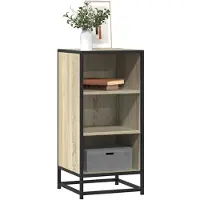 vidaXL Dressoir 35,5x35x76 cm bewerkt hout en metaal sonoma eikenkleur
