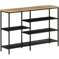 vidaXL Wandtafel 110x30x75 cm massief ruw mangohout en ijzer