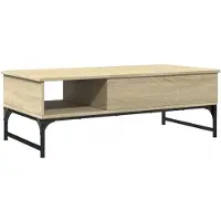 vidaXL Salontafel 100x50x35 cm bewerkt hout en metaal sonoma eiken