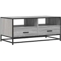 vidaXL Salontafel 100x50x45 cm bewerkt hout en metaal grijs sonoma