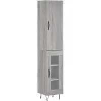 vidaXL Hoge kast 34,5x34x180 cm bewerkt hout grijs sonoma eikenkleurig