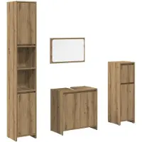 vidaXL 4-delige Badkamermeubelset bewerkt hout artisanaal eikenkleur