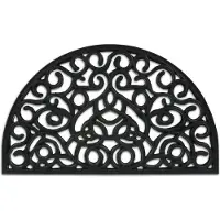 Famanu – Deurmat van rubber, halfrond, 45 x 75 cm, weervast en antislip, droogloopmat voor binnen en buiten in zwart