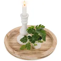 Famanu – Houten kaarsenhouder, ronde decoratieve kaarsenplaat voor tafeldecoratie, ideaal voor waxinelichtjes en zuilkaarsen