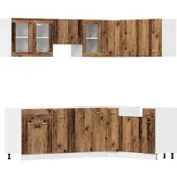 vidaXL 11-delige Keukenkastenset Lyon bewerkt hout oud houtkleurig