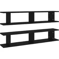 vidaXL Wandschappen 2 st 105x18x20 cm bewerkt hout zwart