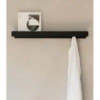 Famanu – Wandkapstok 'Kian' met verborgen haken en plank, modern design van metaal, zwart