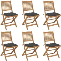 vidaXL Klapstoelen, 6 stuks, met kussens, gemaakt van massief acaciahout