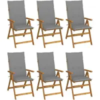 vidaXL Inklapbare stoelen 6 st met kussens massief acaciahout