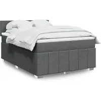 vidaXL Boxspring met matras stof donkergrijs 140x200 cm