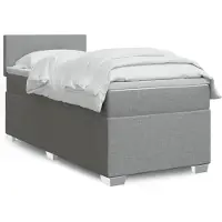 vidaXL Boxspring met matras stof lichtgrijs 90x200 cm