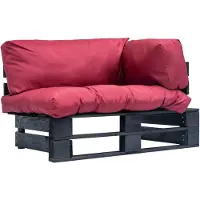 DKD Home Decor Tuinbank pallet met rode kussens grenenhout