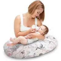 Totsy Baby Steunkussen 190 cm positioneringskussen volwassenen – lang relaxkussen om te lezen en aan te leunen op bank en bed afneembare hoes met rits comfort Wilde Roos Oeko-Tex