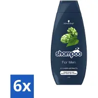 Schwarzkopf 6 x - Shampoo - For Men - Met Hop Extract - Voor elke dag - 400 ml - Haarversterkend Shampoo - Shampoo Voor Mannen - Hop Extract Shampoo - Volume Shampoo - Vegan Shampoo