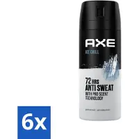 Axe 6 x - Deodorant Spray - 72hrs Anti Sweat - Ice Chill - 150 ml - Deodorant - Anti-transpirant - - Ice Chill - 72 Uur