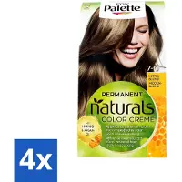 Palette 4 x Poly - Haarverf - Middenblond 7-0 - 115ml - Haarverf - Permanente Haarverf - Middenblond - Grijsdekking - Cacaoboter