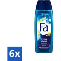 Fa 6 x Men - Douchegel - Active Sport - Verfrissend - Green Citrus - 250 ml - Deodorant Spray - 48 Uur Bescherming - Sport Deodorant - Verfrissend - Zweet En Geuren