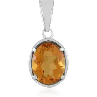 Cavill - Zilveren Hanger met 1,648 ct Ovale Oranje Kwarts - 925 Sterling Zilver Platina Gecoat - Minimalistisch Modern Braziliaanse Kwarts Sieraad