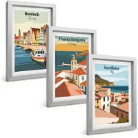 Wallfluent 3-Delige Schilderij Set - Uitzichten Op Europese Kust- En Havensteden - 20 x 30 cm - Wanddecoratie - Schilderijen Set - Interieur - Moderne Wanddecoratie