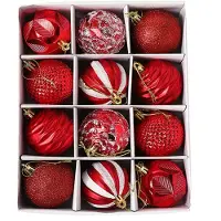 Famanu – Set van 12 kerstballen, Ø 6 cm, kerstdecoratie in rood, perfect voor het versieren van de kerstboom