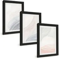 Wallfluent 3-Delige Schilderij Set - Abstracte Golven Schilderij Op Karton Met Pastelkleuren - 20 x 30 cm - Moderne Wanddecoratie - Slaapkamer