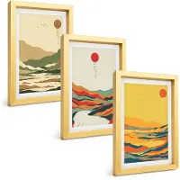 Wallfluent 3-Delige Schilderij Set - Abstracte Geometrische Vormen - 40 x 60 cm - Moderne Wanddecoratie - Slaapkamer - Woonkamer Decoratie