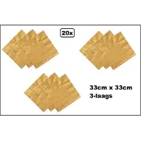 Wefiesta 20 stuks Servetten goud 33cm x 33cm - 3 laags - Cocktail servet diner eten knoeien restaurant BBQ thema feest verjaardag feest