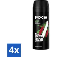 Axe 4 x - Deodorant Bodyspray - 48hrs Non Stop Fresh - Africa - Mandarin & Sandalwood - 150 ml - Deodorant Bodyspray - Geurbeheersing - Mandarijn En Sandelhout - 48 Uur Bescherming - Geurbestrijdend