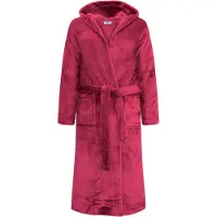 Gaubert Unisex Badjas Extra Lang met Capuchon en Ceintuur - Ochtendjas - Superzacht Coral Fleece - Heren Dames - Bordeaux Rood - Maat XXL/3XL - 8210-Red
