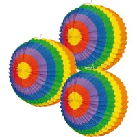 Boland Lampion met gekleurde stippen - Set van 3x stuks - papier - Dia 26 cm - Feestversieringen - sint maarten